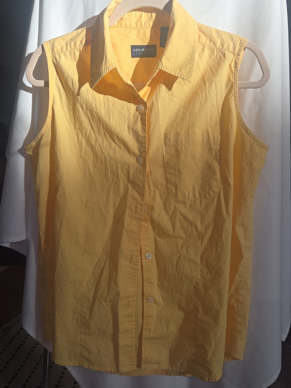 Liz Claiborne Sunny Yellow Sleeveless Button-Down Shirt